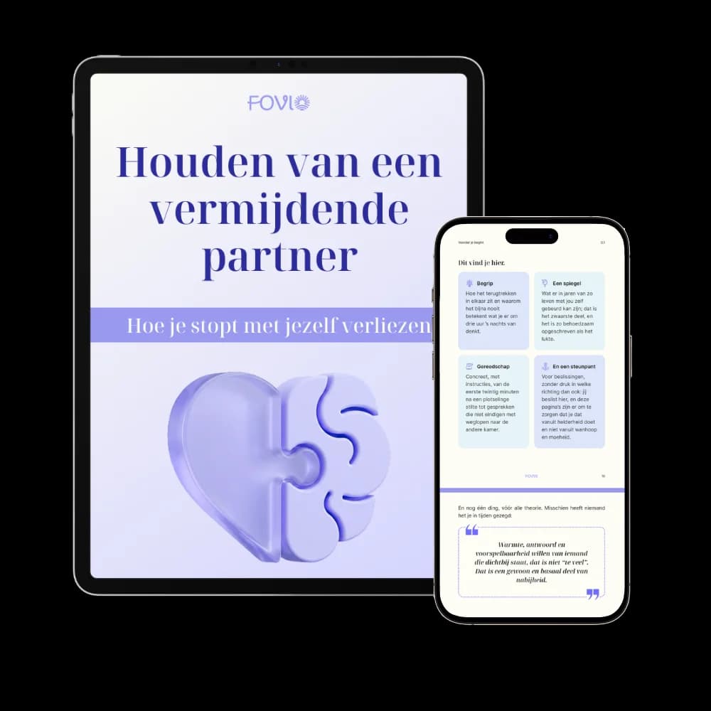 Fovio-gids “Houden van een vermijdende partner” - omslag van het e-book