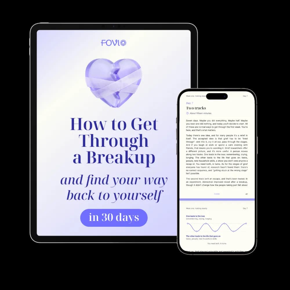Fovio guide «How to Get Through a Breakup» - e-book cover